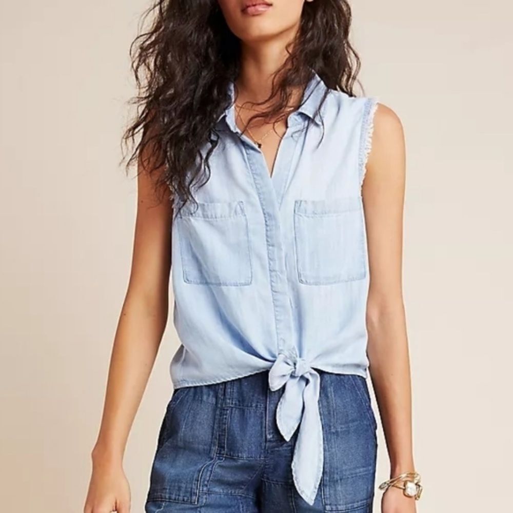 Anthro Cloth & Stone Tiefront chambray button down